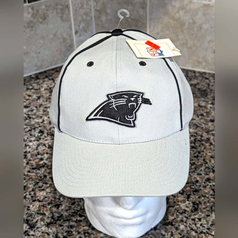 Vintage Deadstock 90s Carolina Panthers Gray Adjustable NFL Hat New With Tags